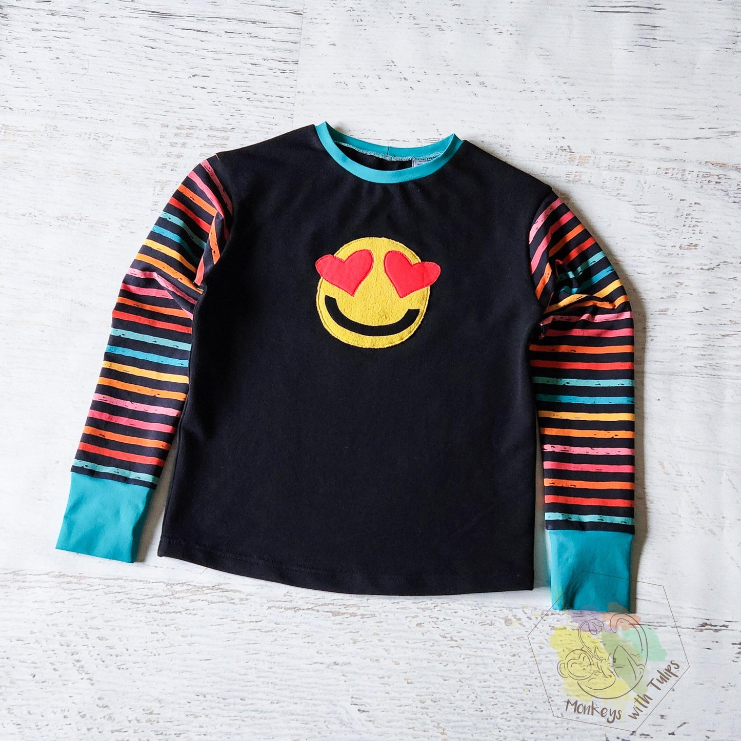 Handmade Emoji long sleeve tee, size 8/9