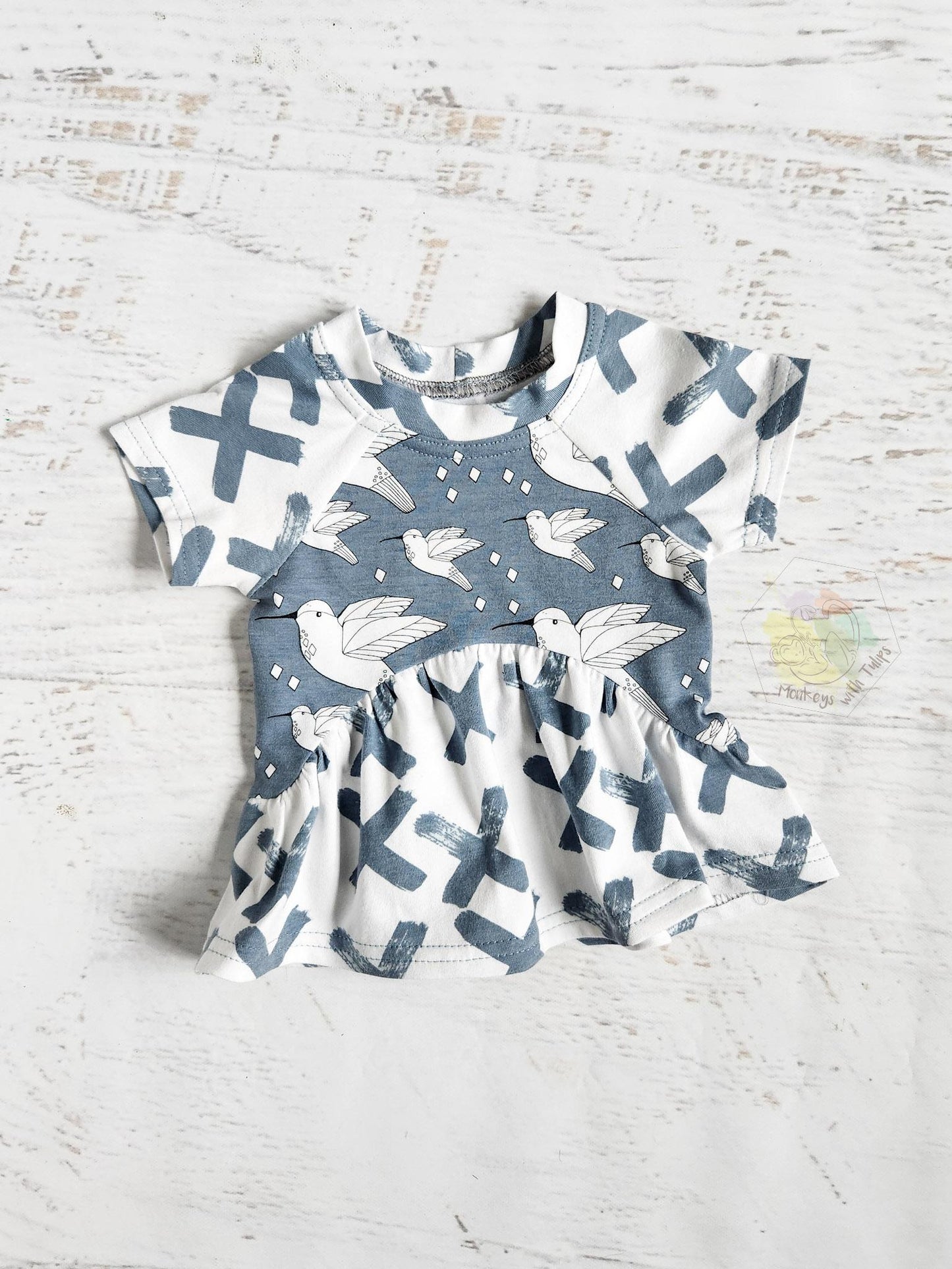 Hummingbird peplum, size 0-3 months