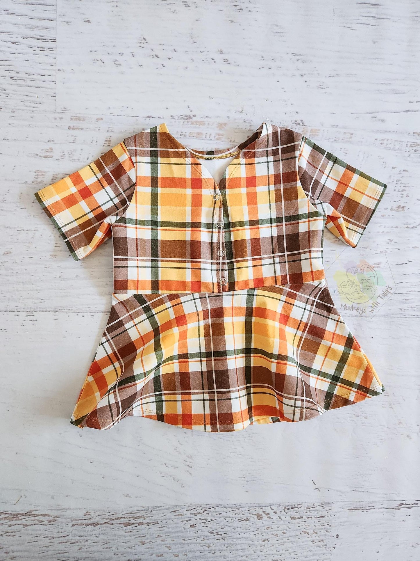 Fall plaid peplum, 2t.