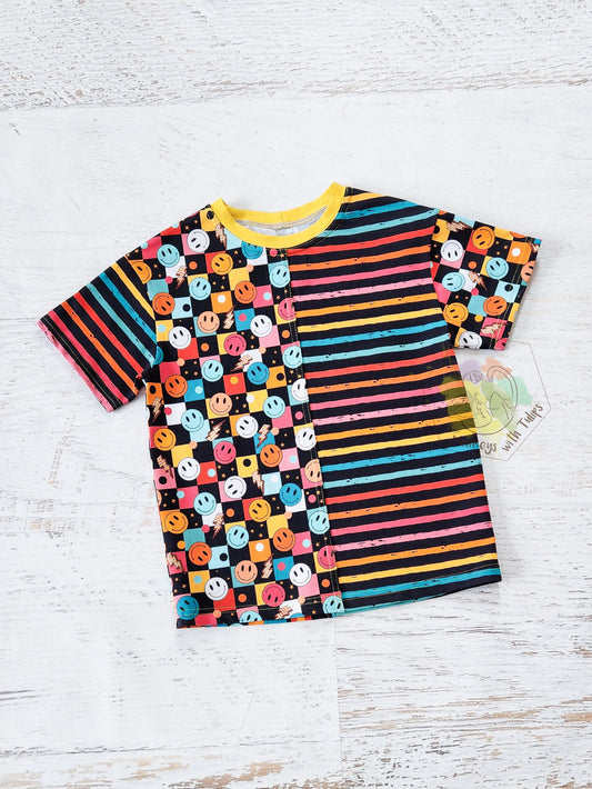 Emoji Stripe duo tee, size 7/8