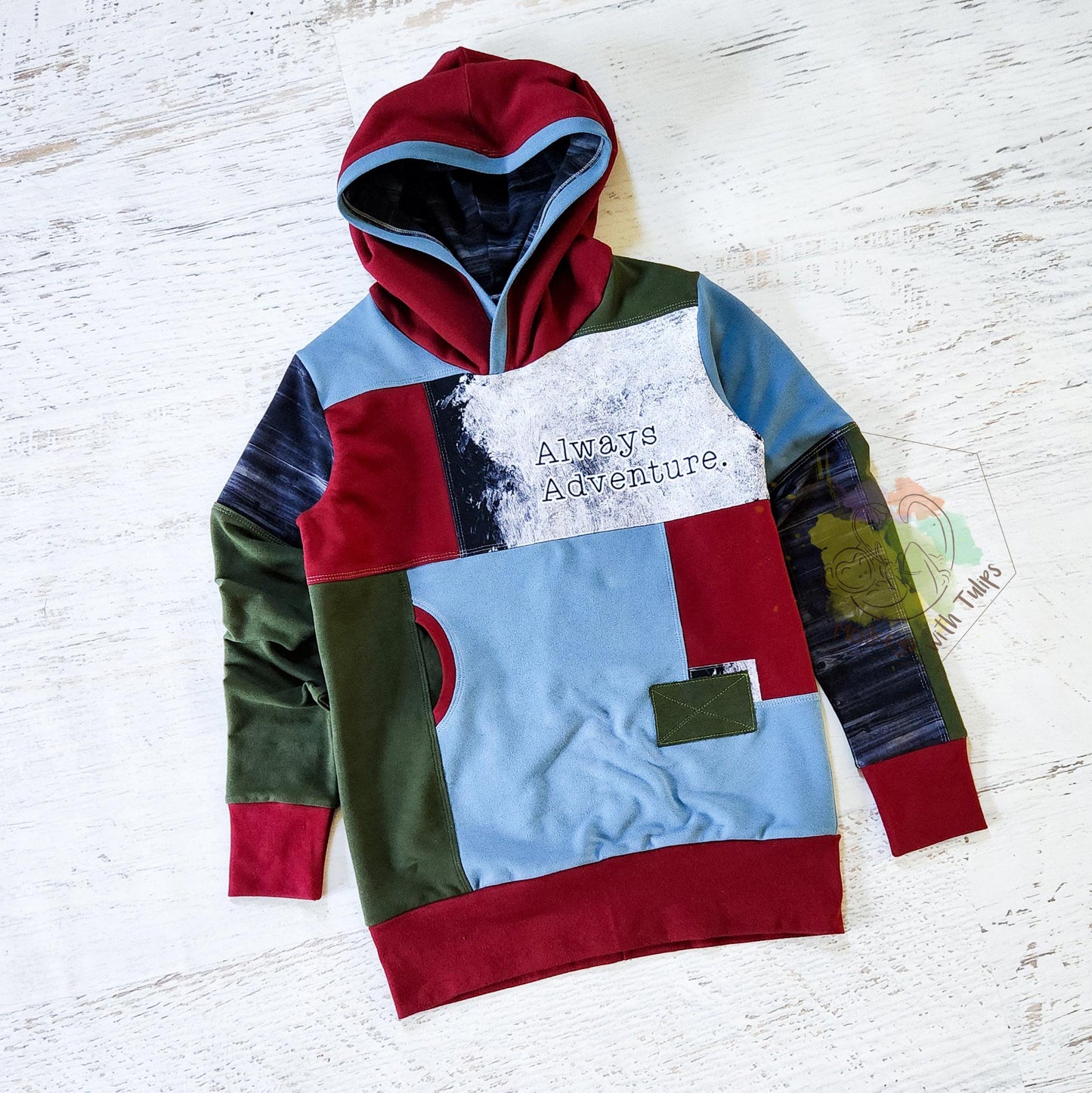 Adventure Patchwork Hoodie, size 14