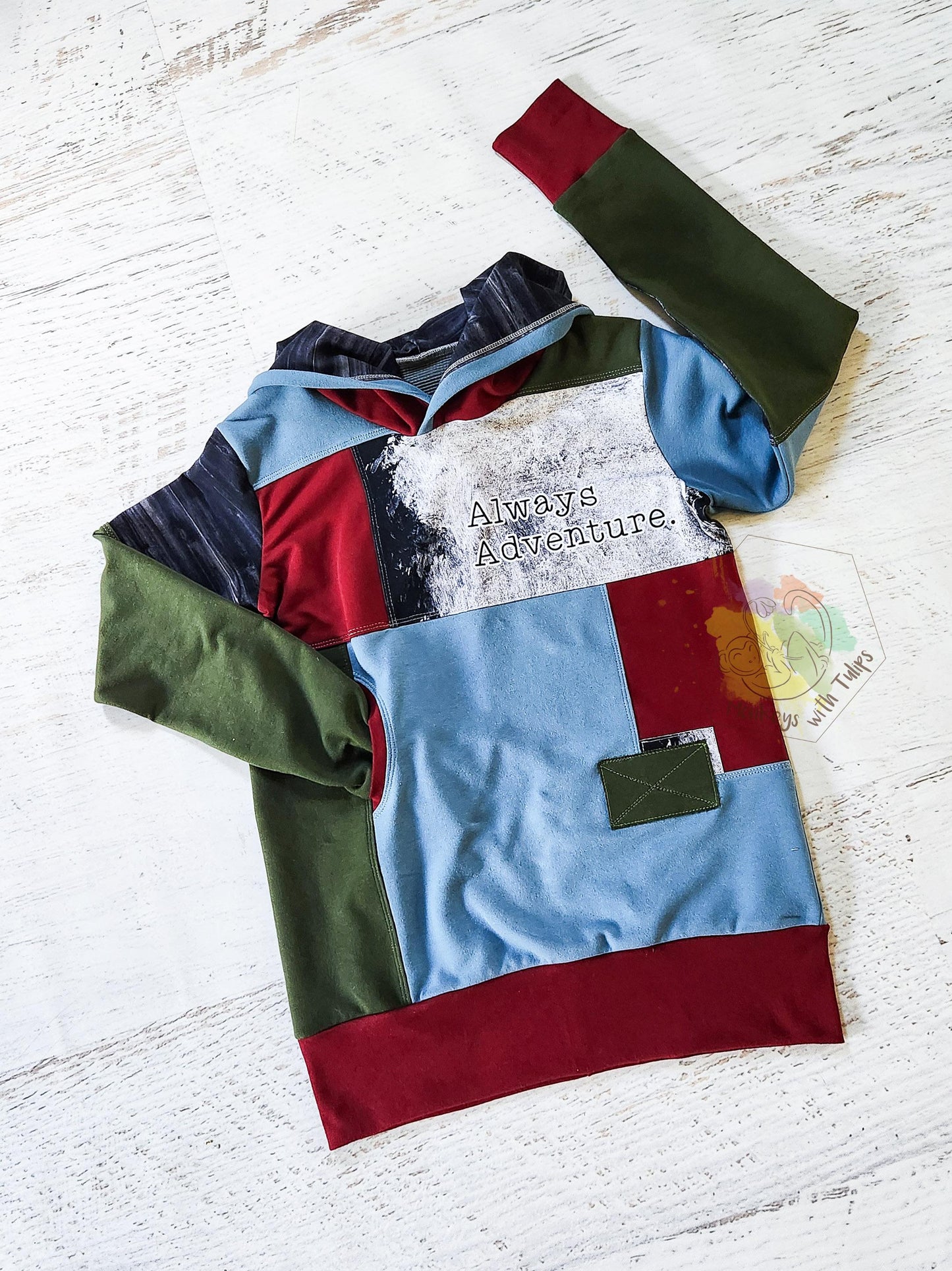 Adventure Patchwork Hoodie, size 14