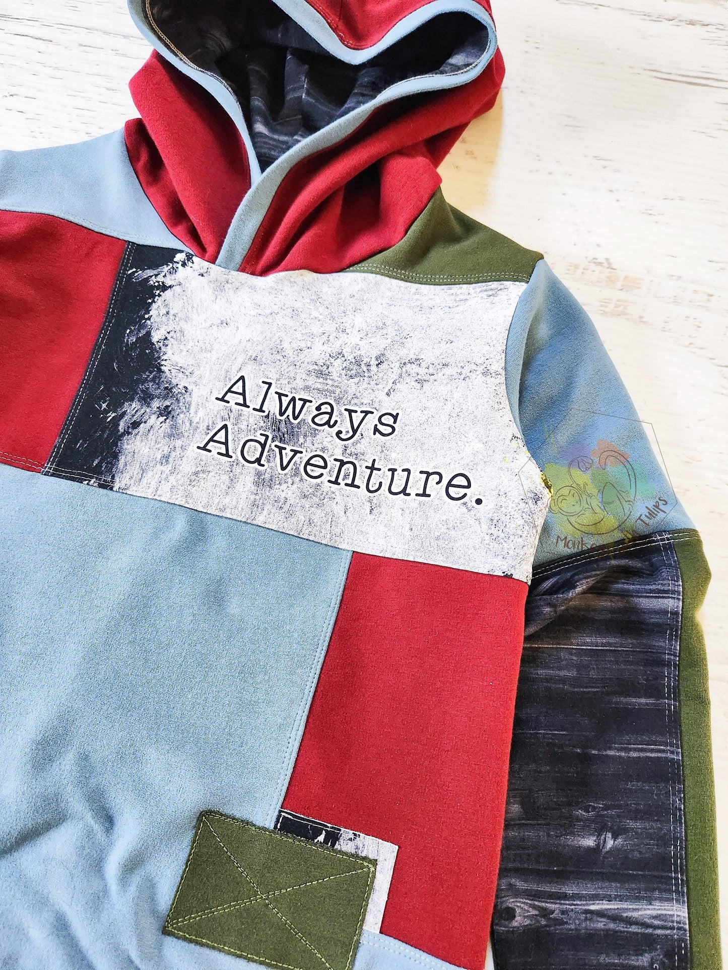 Adventure Patchwork Hoodie, size 14