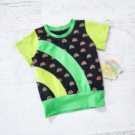 Neon Green Rainbow Tee, size 4T